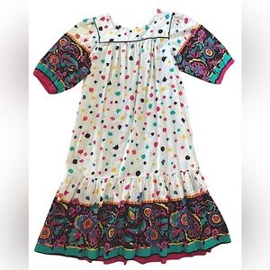 VINTAGE Appel Dress size Md /Colorful Floral Dress with Patterned Sleeves